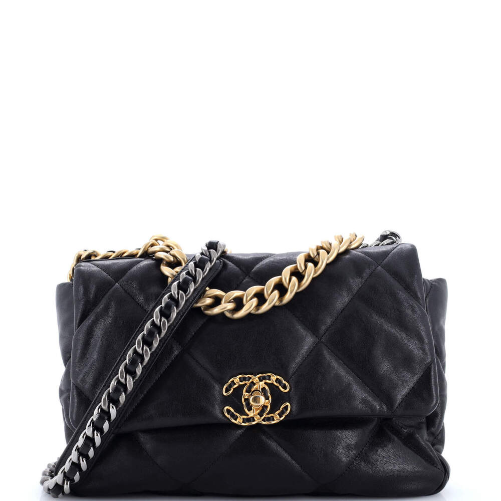 Chanel Large 19 Flap Bag Quilted Shiny Crumpled Calfskin